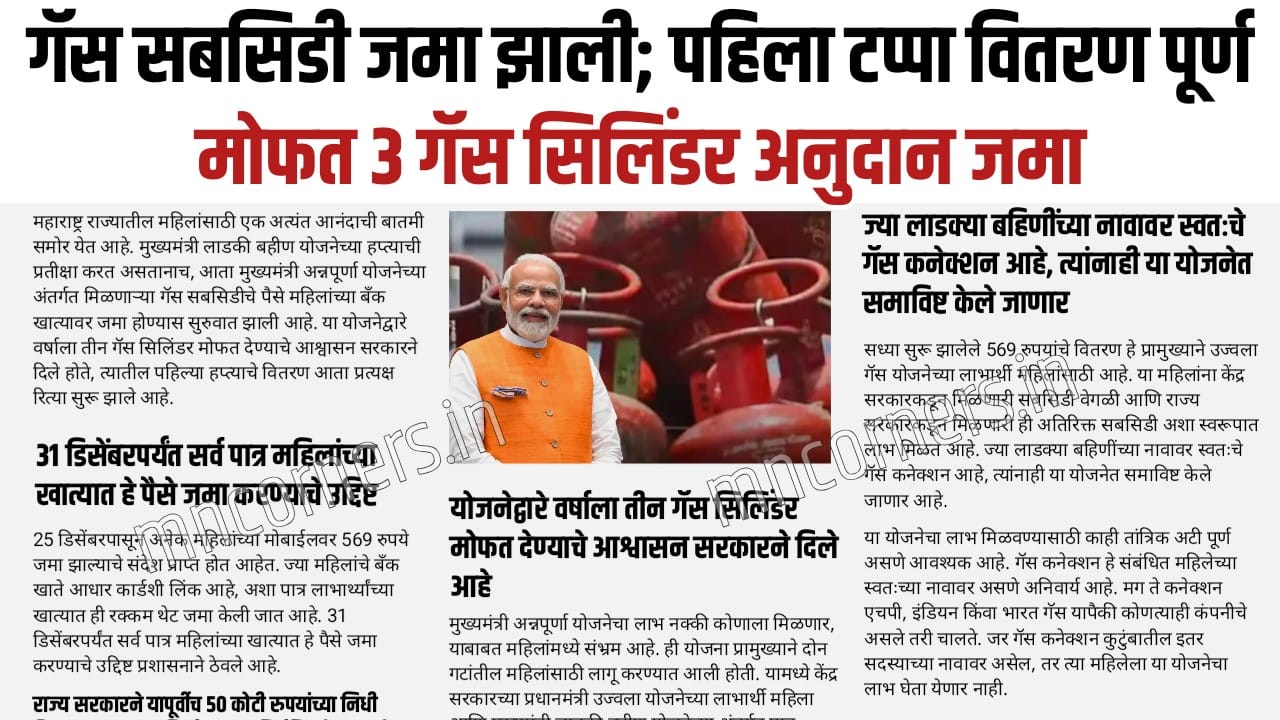 Annapurna Yojana Gas Subsidy