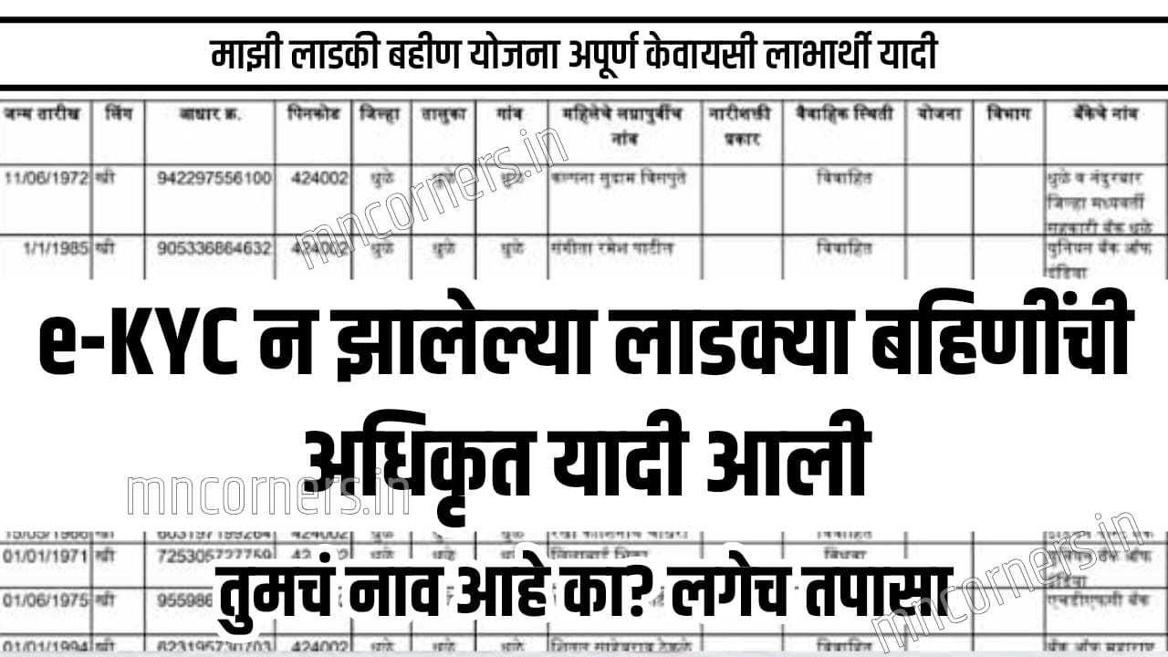 Ladki Bahin Yojana e-KYC Pending List